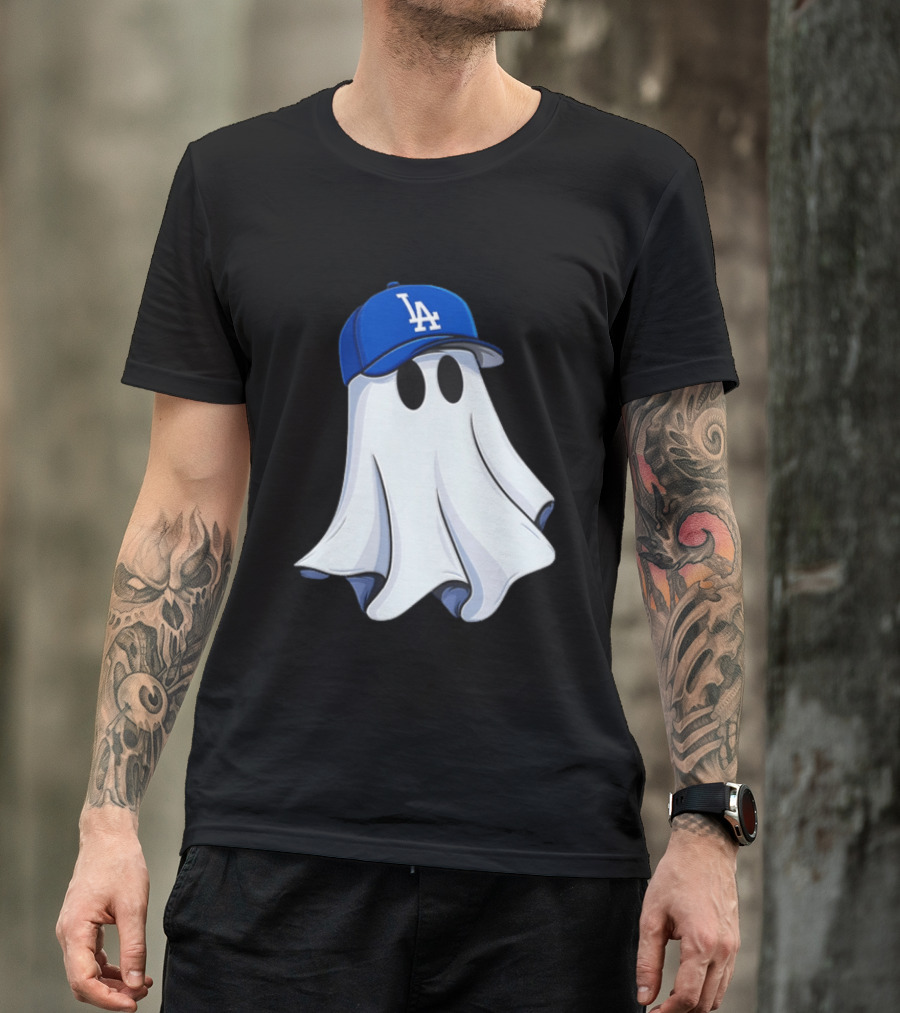 Los Angeles Dodgers Ghost In Blue LA Cap T-Shirt