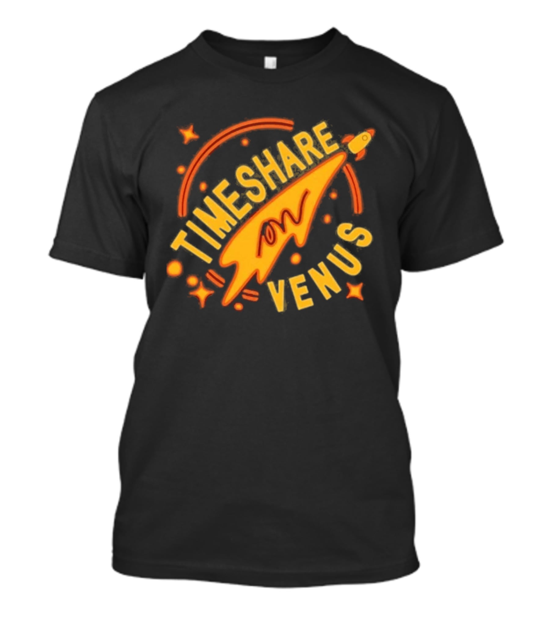 Timeshare On Venus Retro Space Rocket T-Shirt