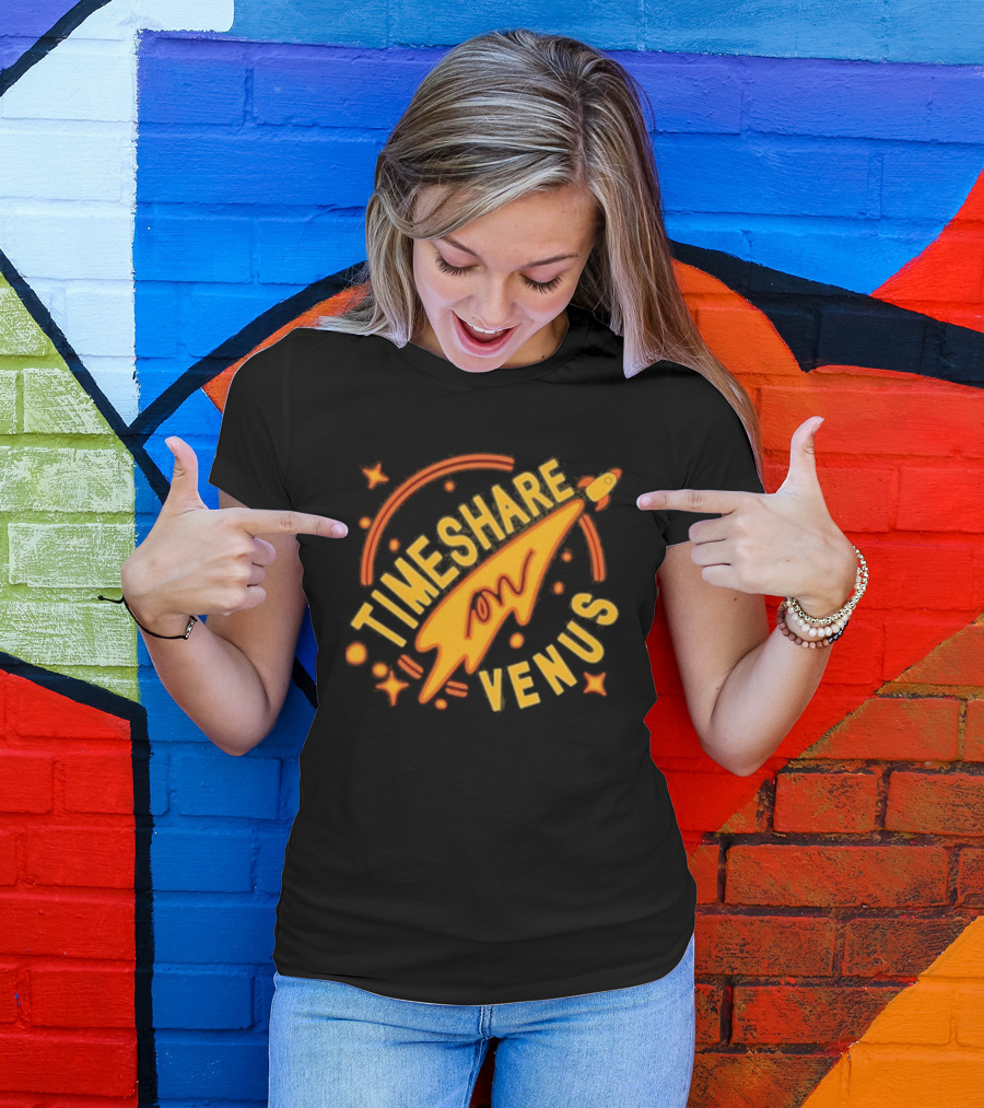 Timeshare On Venus Retro Space Rocket T-Shirt