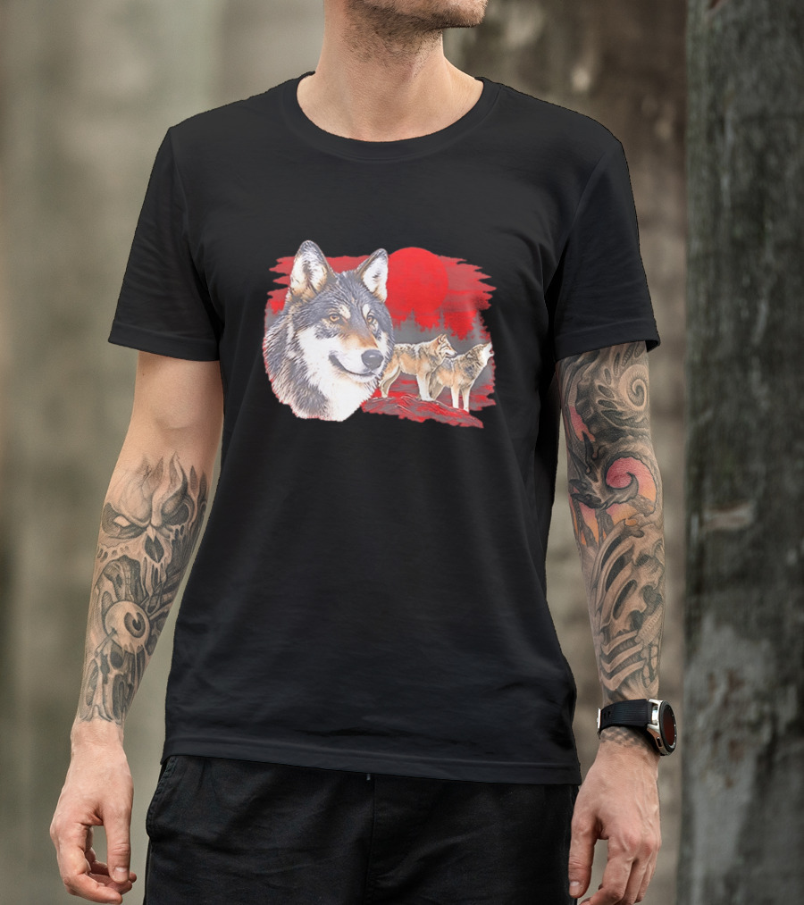 Wolf Pack Under A Moon Wolves Wildlife T-Shirt