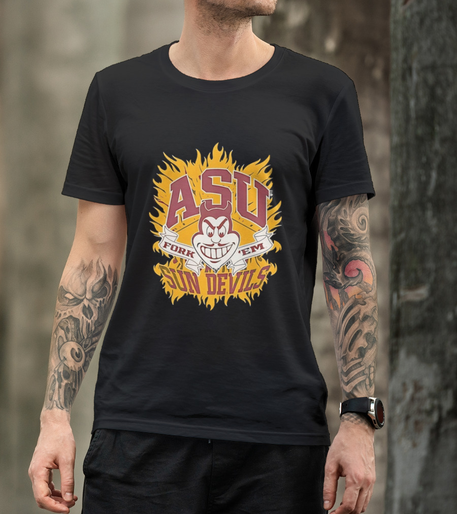 ASU Sun Devils Fork 'Em Arizona State University Fiery T-Shirt