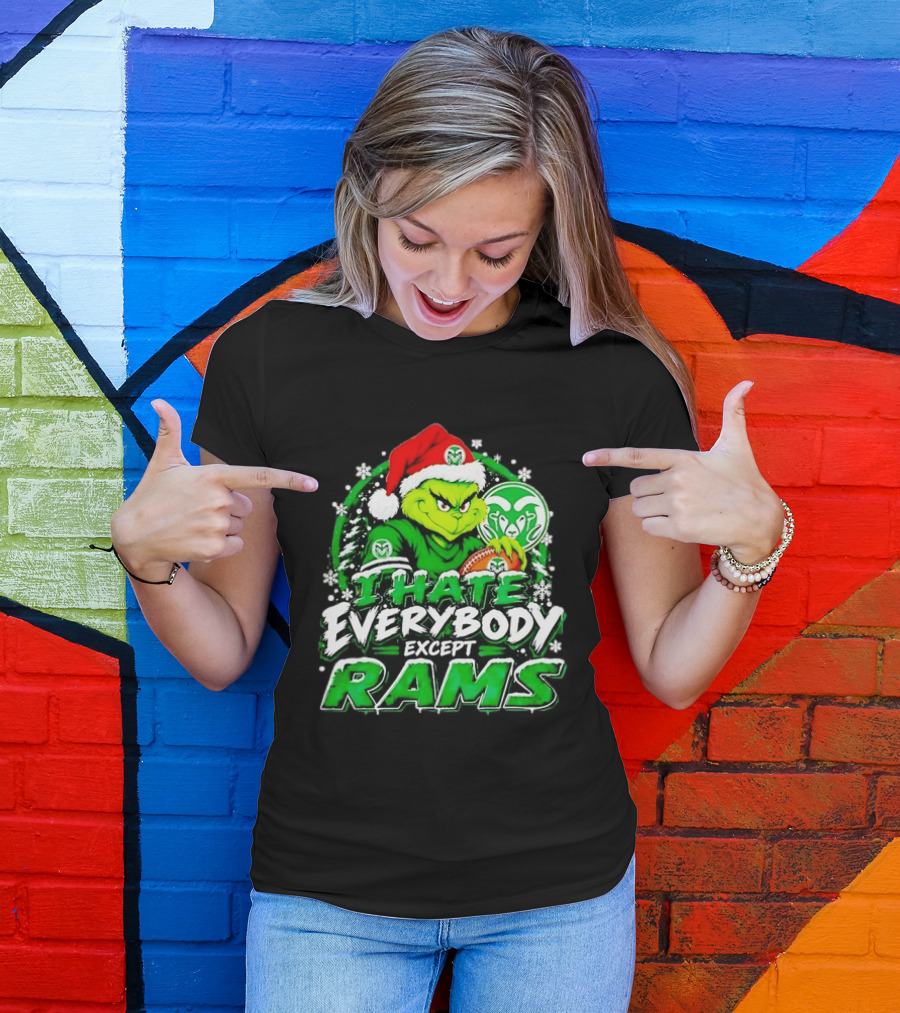 I Hate Everybody Except Rams Grinch Colorado State Rams Christmas T-Shirt