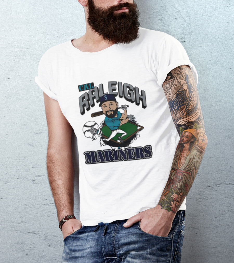 Cal Raleigh Seattle Mariners Player Caricature MLB T-Shirt