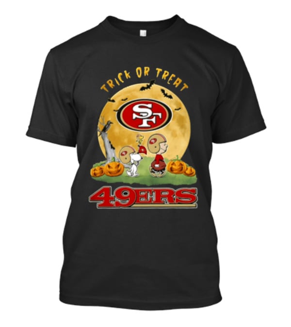 San Francisco 49ers Charlie Brown Trick Or Treat Halloween Peanuts Pumpkin Football T-Shirt