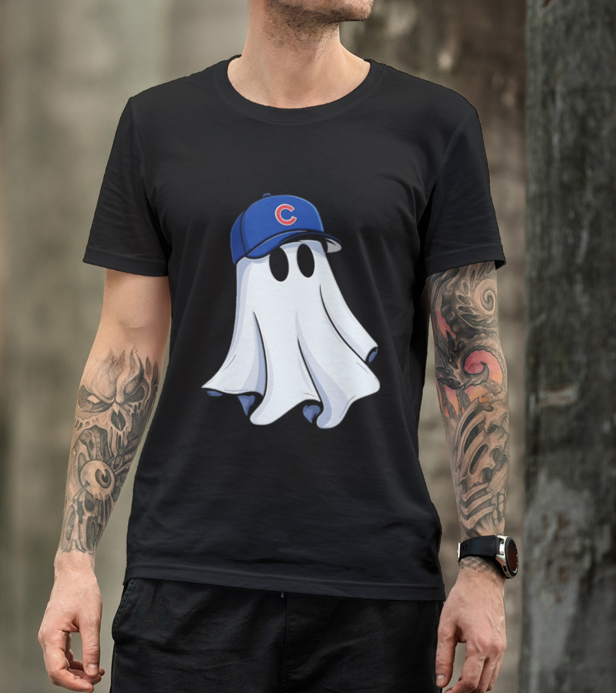 Chicago Cubs Ghost Cartoon Blue Baseball Cap T-Shirt