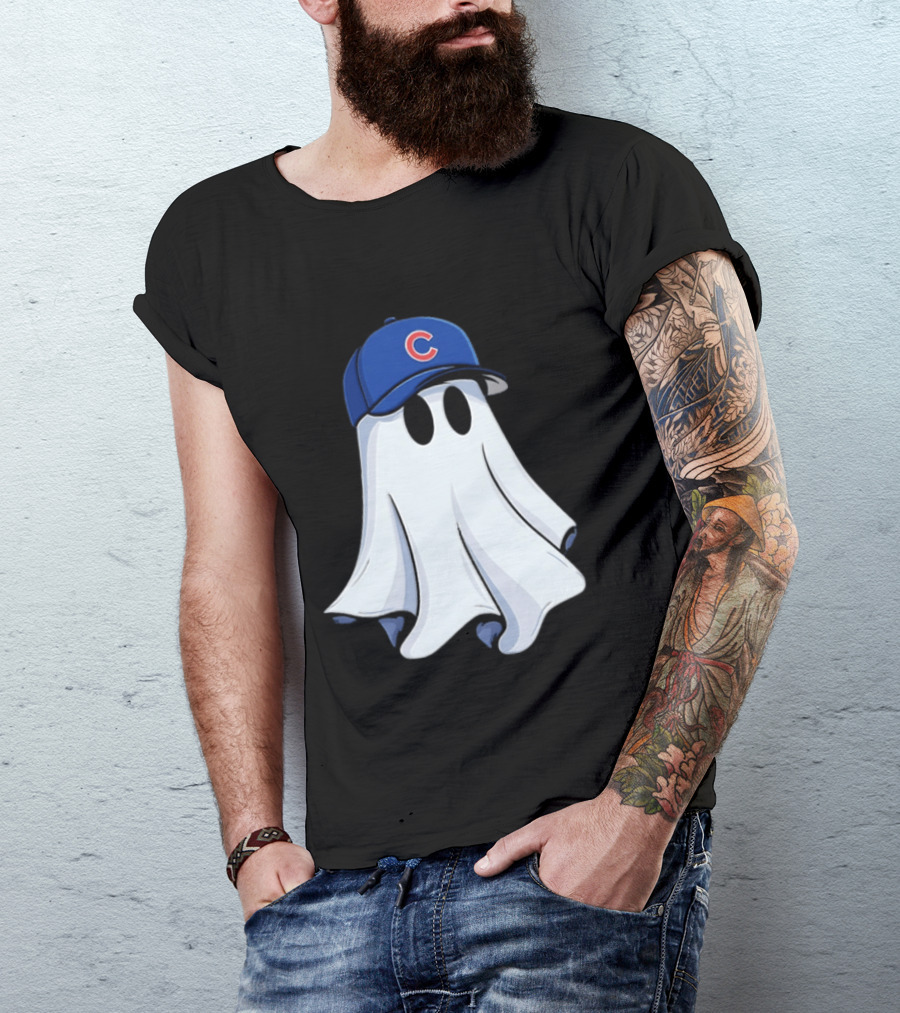 Chicago Cubs Ghost Cartoon Blue Baseball Cap T-Shirt
