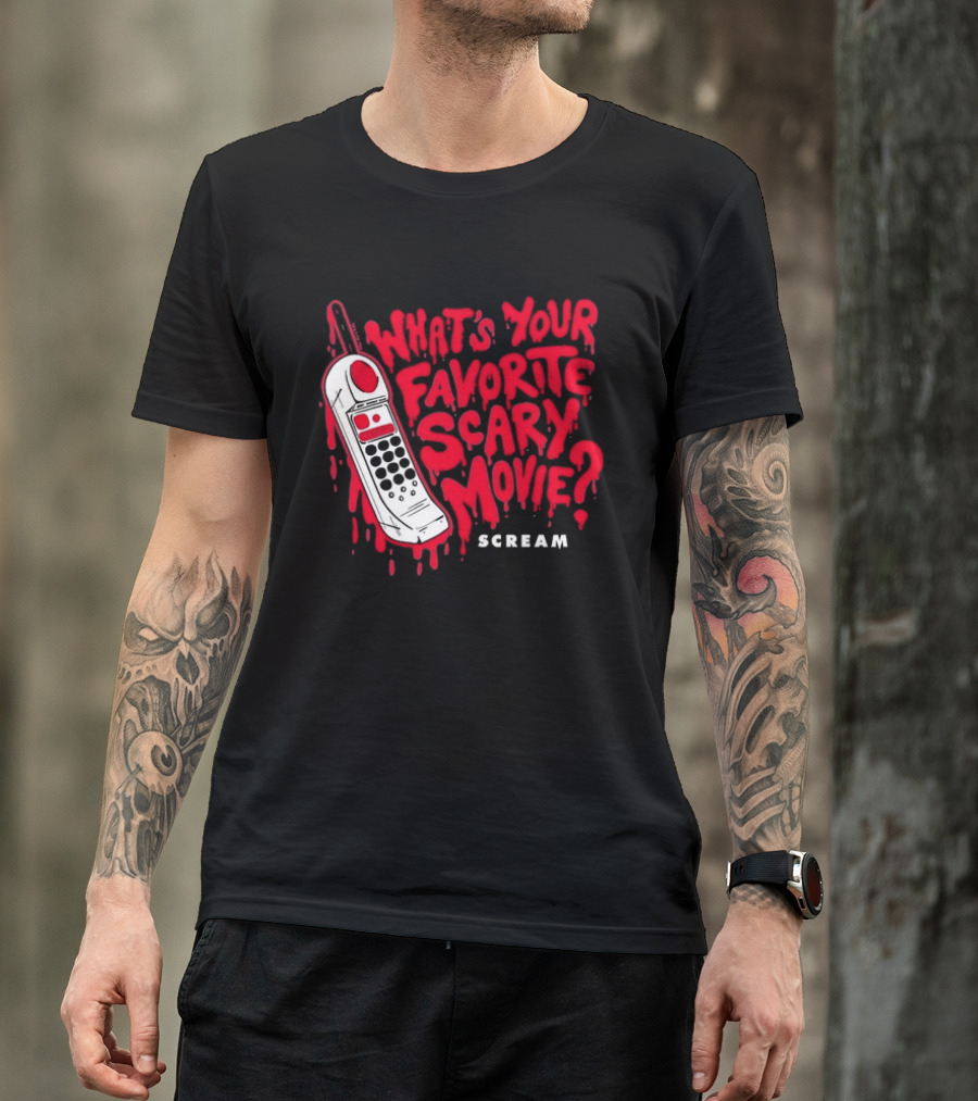 Scream What's Your Favorite Scary Movie Telephone Blood Red T-Shirt