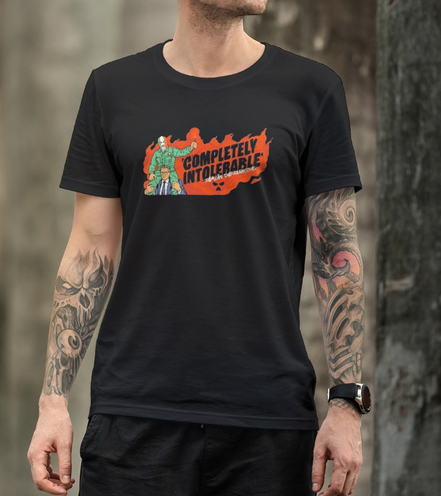 Completely Intolerable Iømlán Døfhulaingthe Flame Background Masked Man Suit And Tie T-Shirt