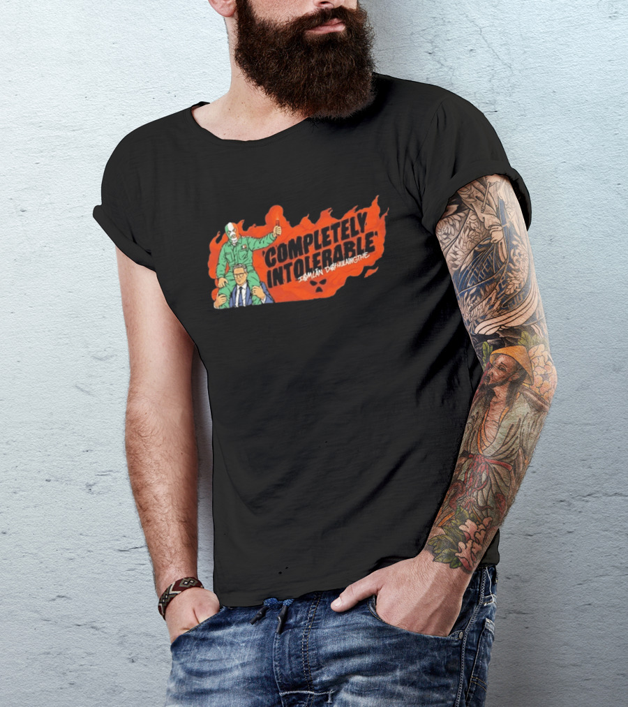 Completely Intolerable Iømlán Døfhulaingthe Flame Background Masked Man Suit And Tie T-Shirt