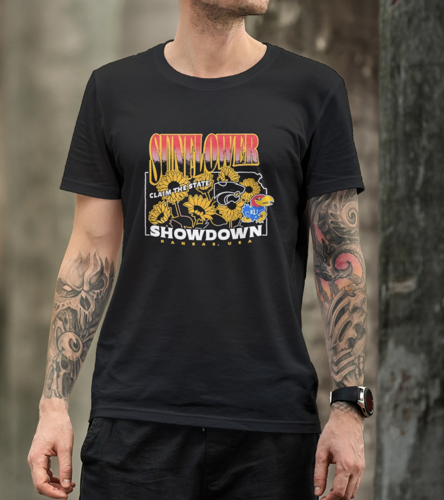 Sunflower Showdown Kansas USA Claim The State KU Kansas University T-Shirt