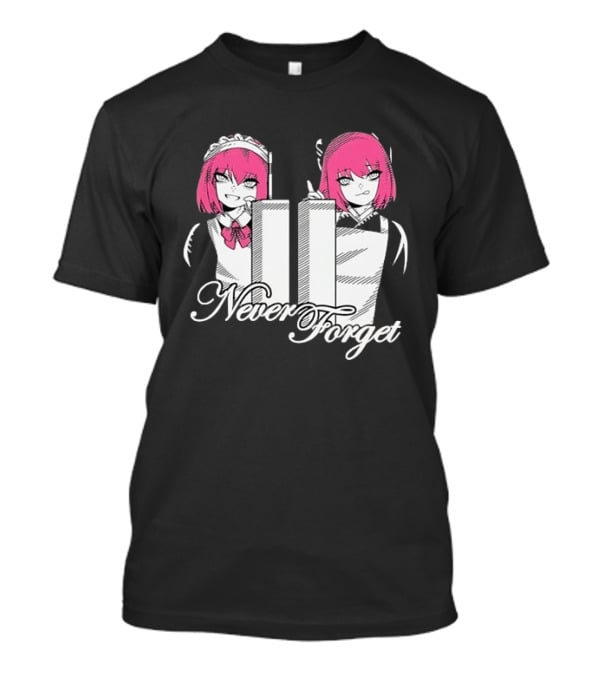 Never Forget Anime Manga Otaku Pink Hair Maid Twins T-Shirt