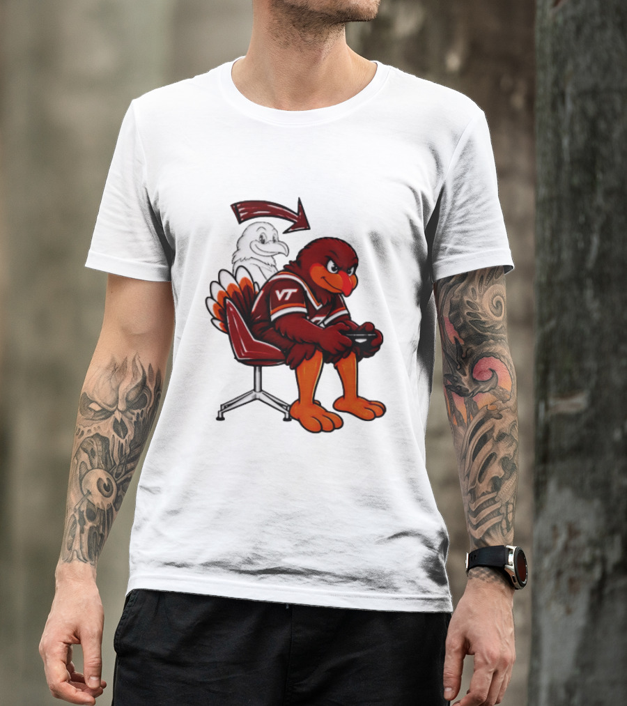 Virginia Tech Hokies Turkey Playing Video Game NCAAF Team Spirit T-Shirt