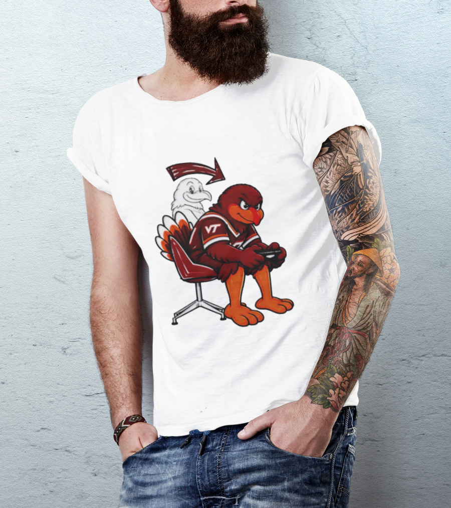 Virginia Tech Hokies Turkey Playing Video Game NCAAF Team Spirit T-Shirt