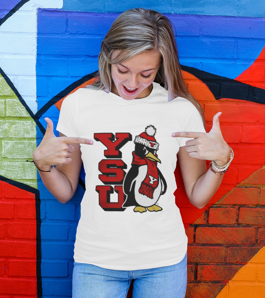Youngstown State University YSU Penguin Winter Hat Scarf T-Shirt