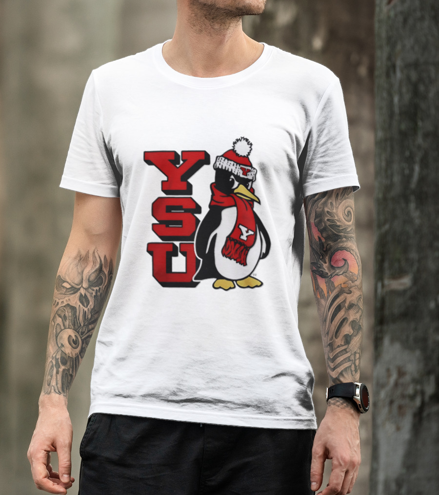 Youngstown State University YSU Penguin Winter Hat Scarf T-Shirt