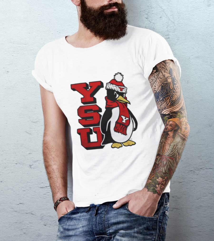 Youngstown State University YSU Penguin Winter Hat Scarf T-Shirt