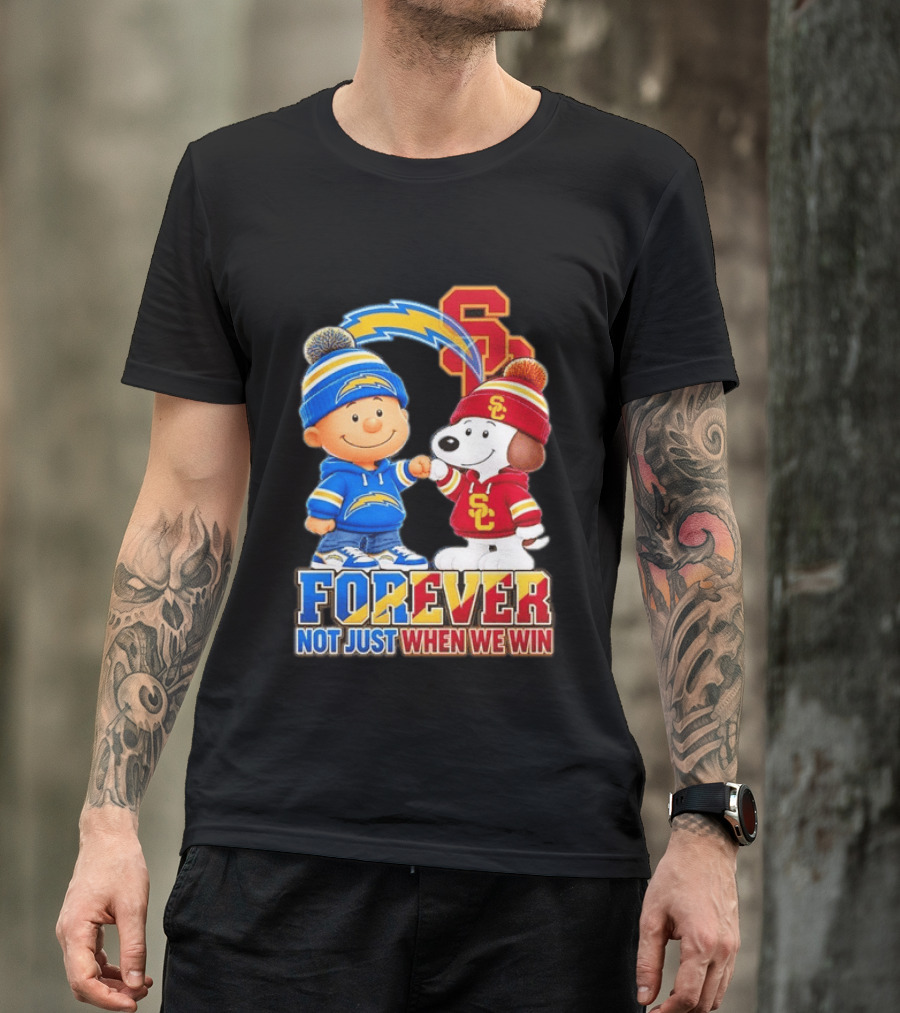 Charlie Brown Snoopy Los Angeles Chargers USC Trojans Forever Not Just When We Win T-Shirt