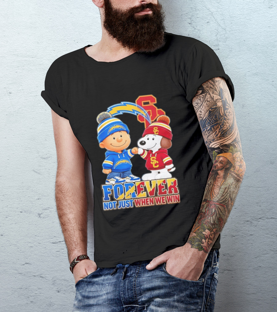 Charlie Brown Snoopy Los Angeles Chargers USC Trojans Forever Not Just When We Win T-Shirt
