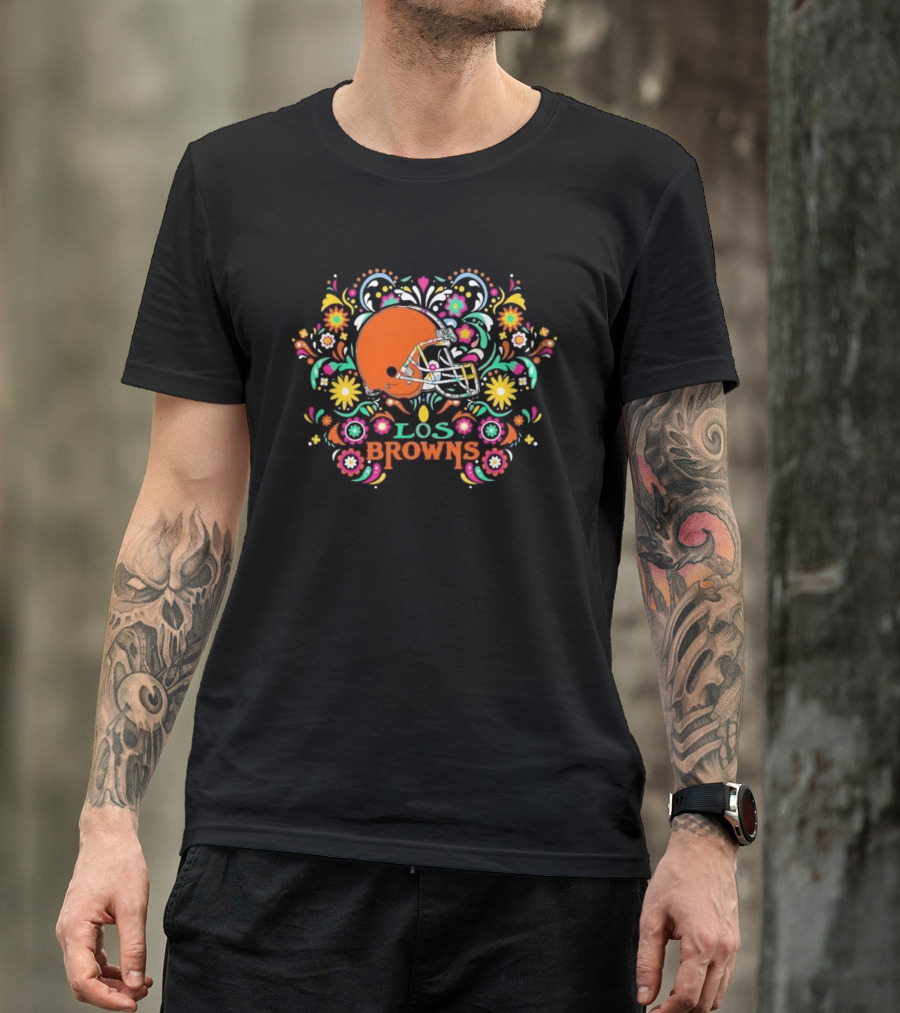Cleveland Browns Dia De Los Muertos Los Browns Floral 2026 T-Shirt
