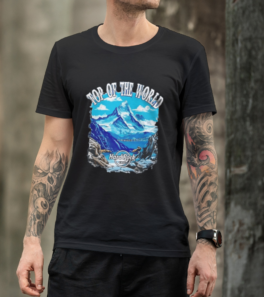 Top Of The World Hard Rock Cafe Snowy Mountain Peak Blue Sky T-Shirt