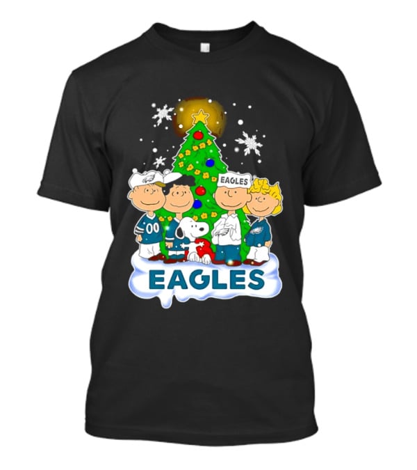 Peanuts Characters Christmas Tree Philadelphia Eagles T-Shirt