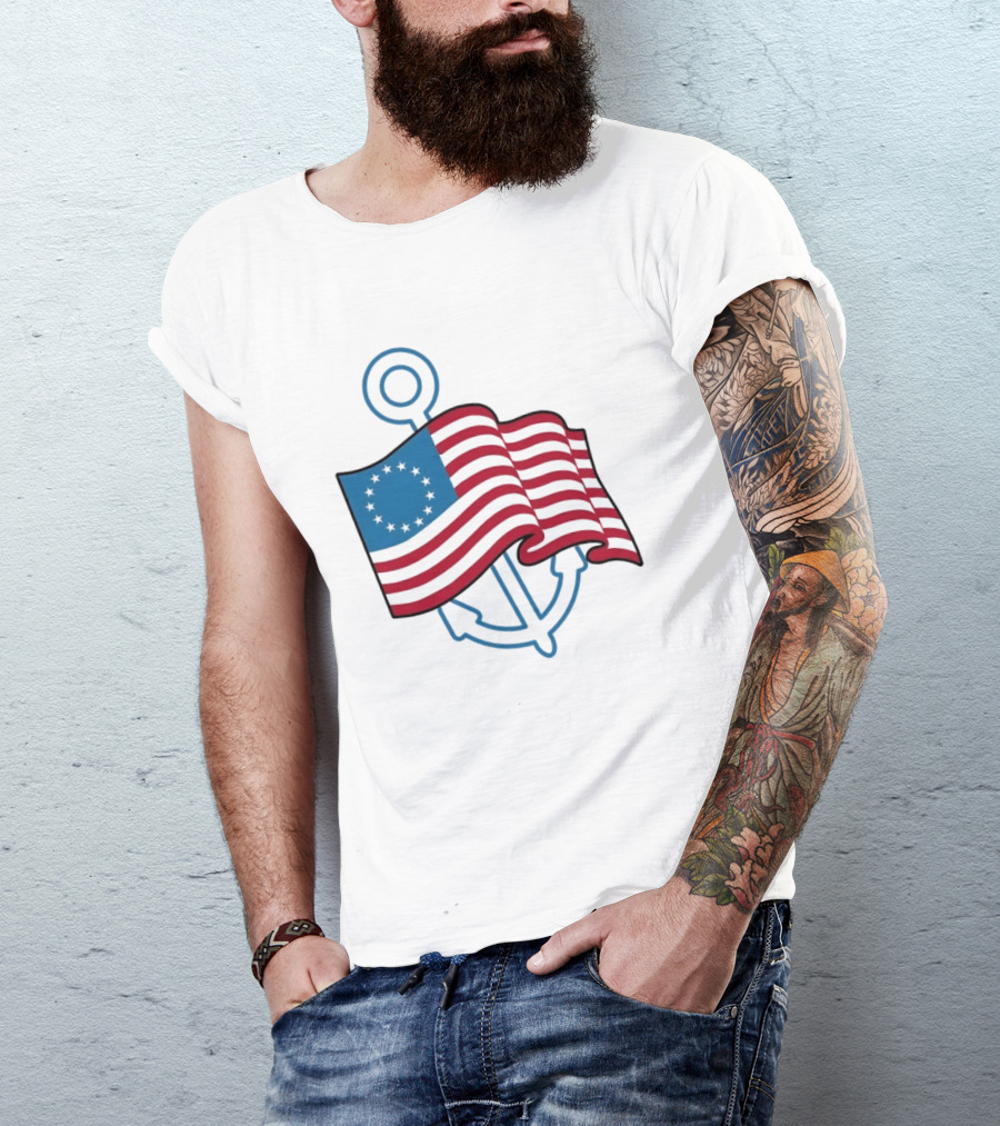 Betsy Ross Flag Nautical Anchor Patriotic T-Shirt
