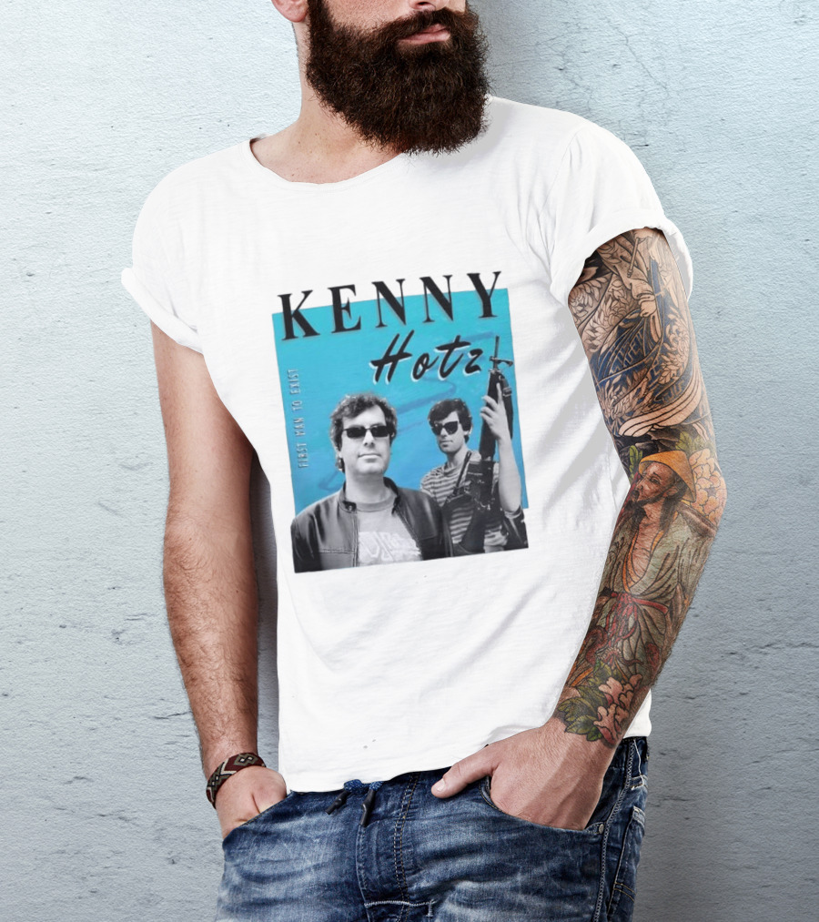 Kenny Hotz First Man To Exist Black And White Sunglasses Gun Image T-Shirt