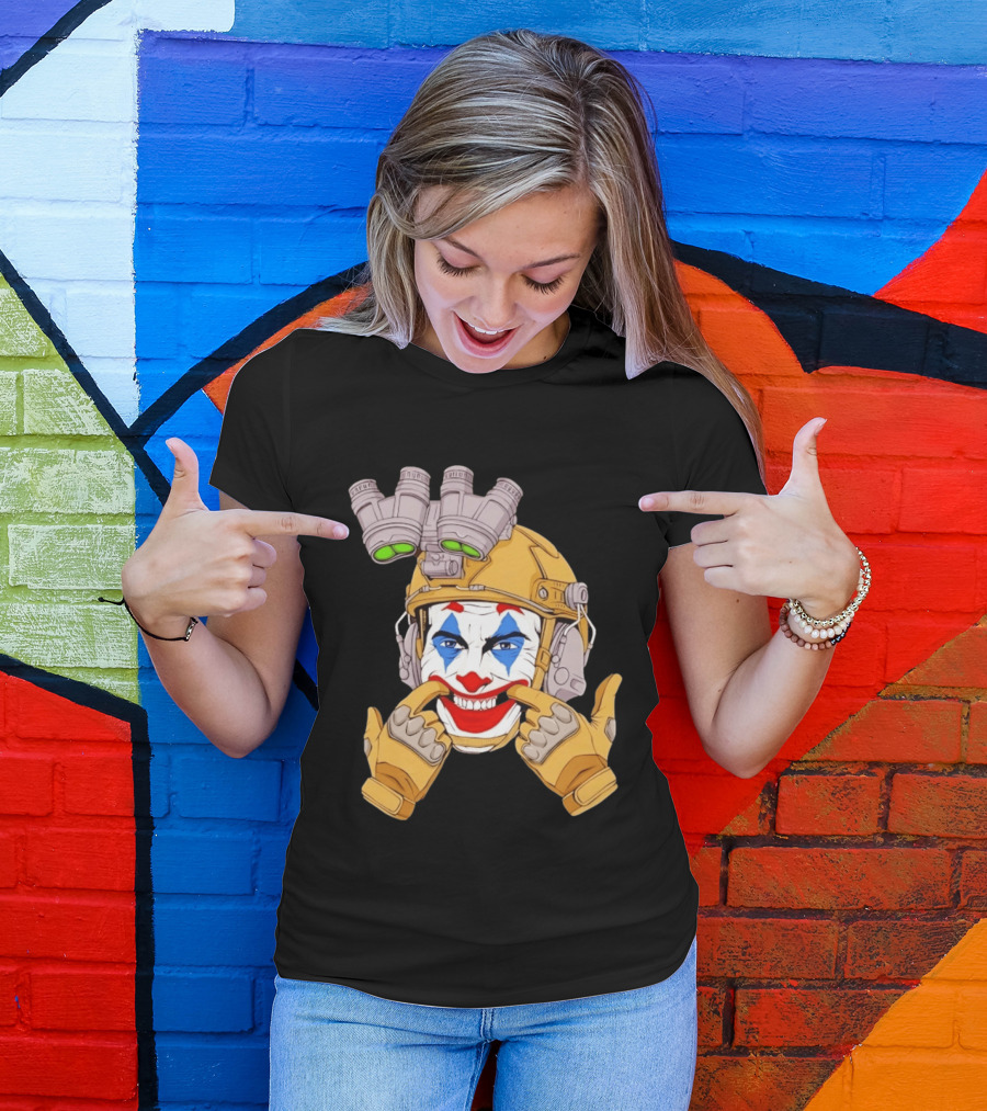 Joker Tactical Soldier Helmet Night Vision Clown Face T-Shirt