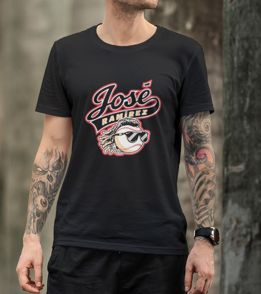 José Ramírez Cleveland Guardians Baseball Player Cool Baseball Icon With Sunglasses T-Shirt