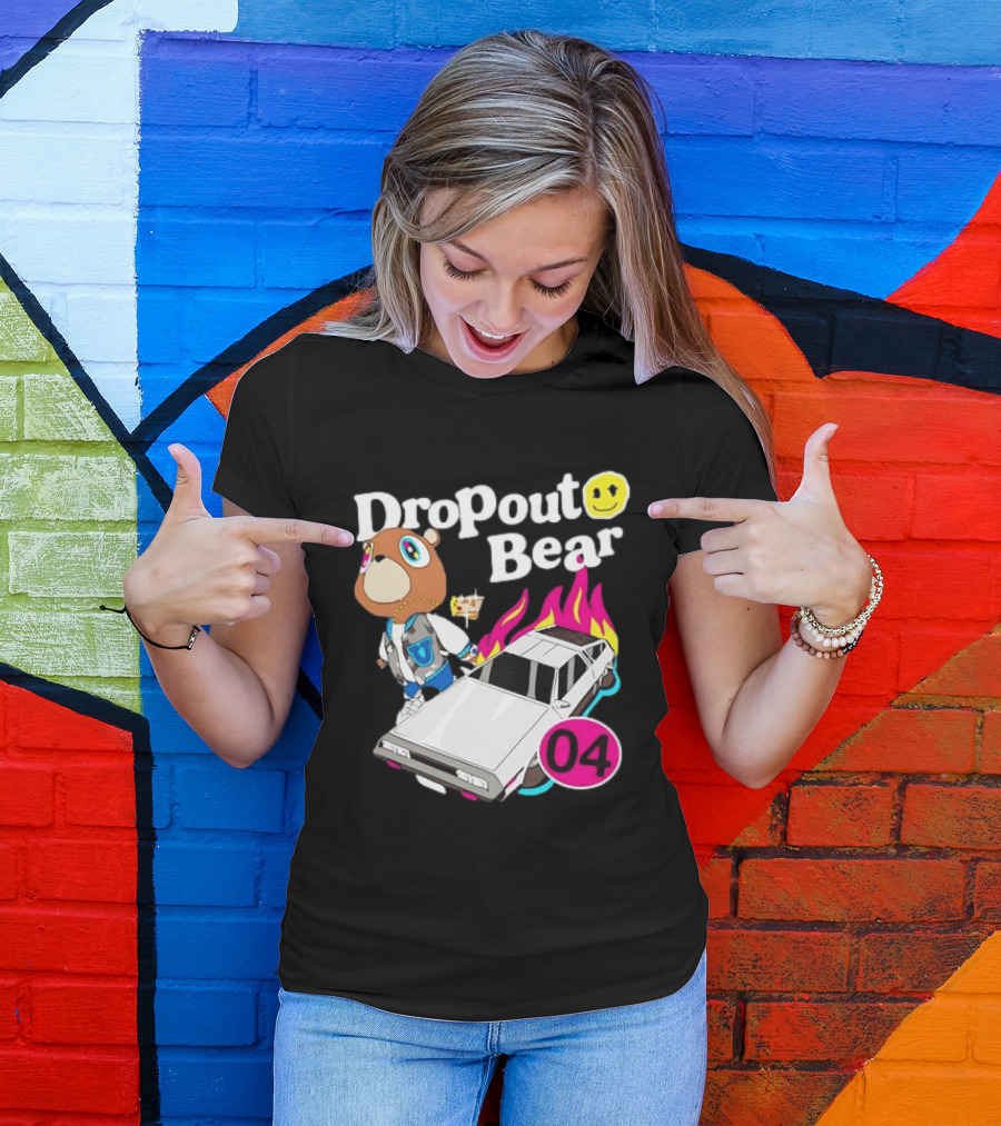 Kanye West Dropout Bear DeLorean 04 Flame Sneakers T-Shirt