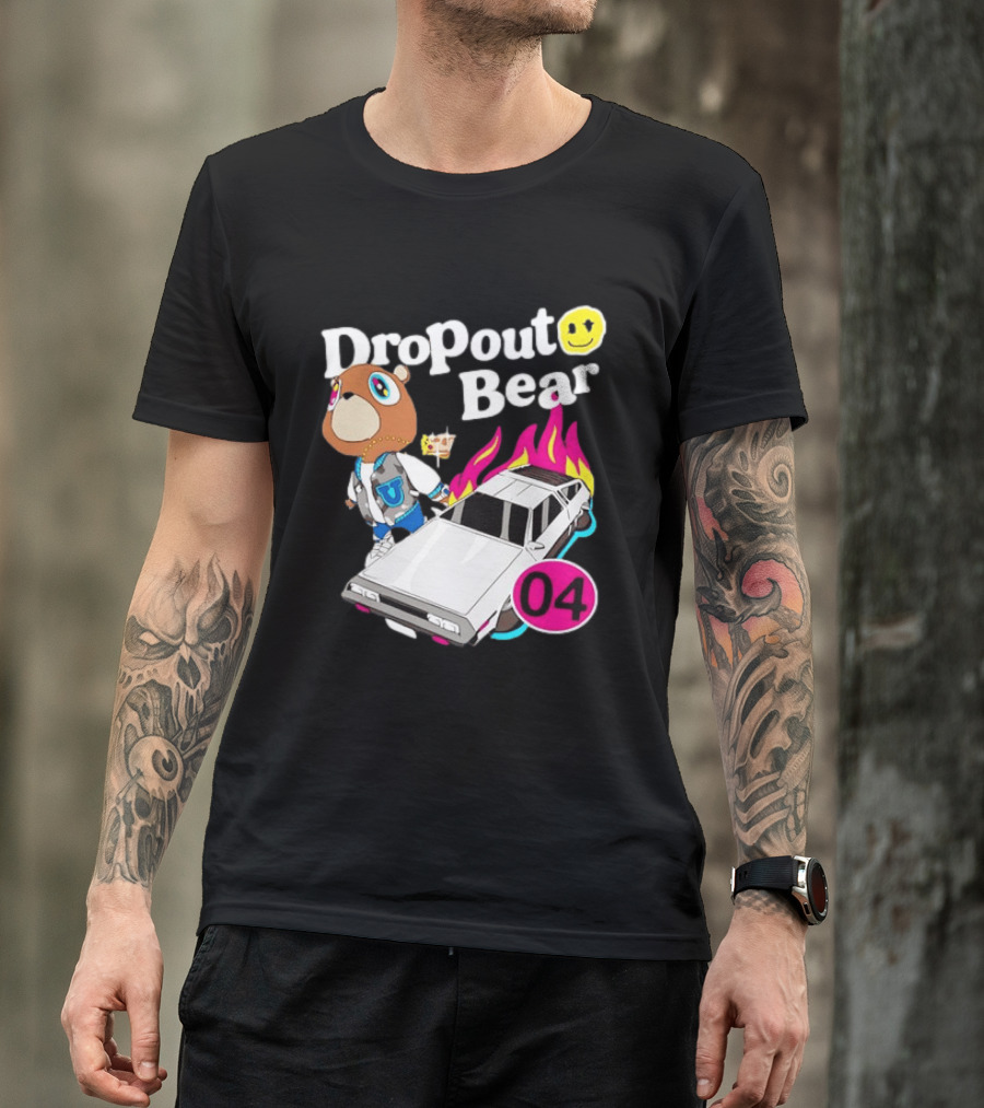 Kanye West Dropout Bear DeLorean 04 Flame Sneakers T-Shirt