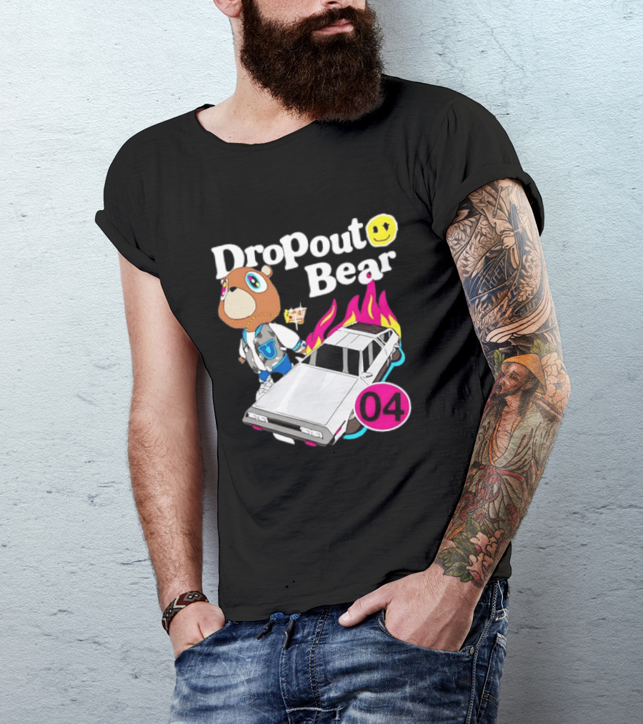 Kanye West Dropout Bear DeLorean 04 Flame Sneakers T-Shirt