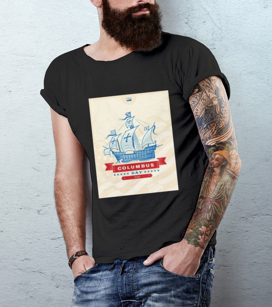 USDA Columbus Day 2026 Ship Celebration Stars And Stripes T-Shirt
