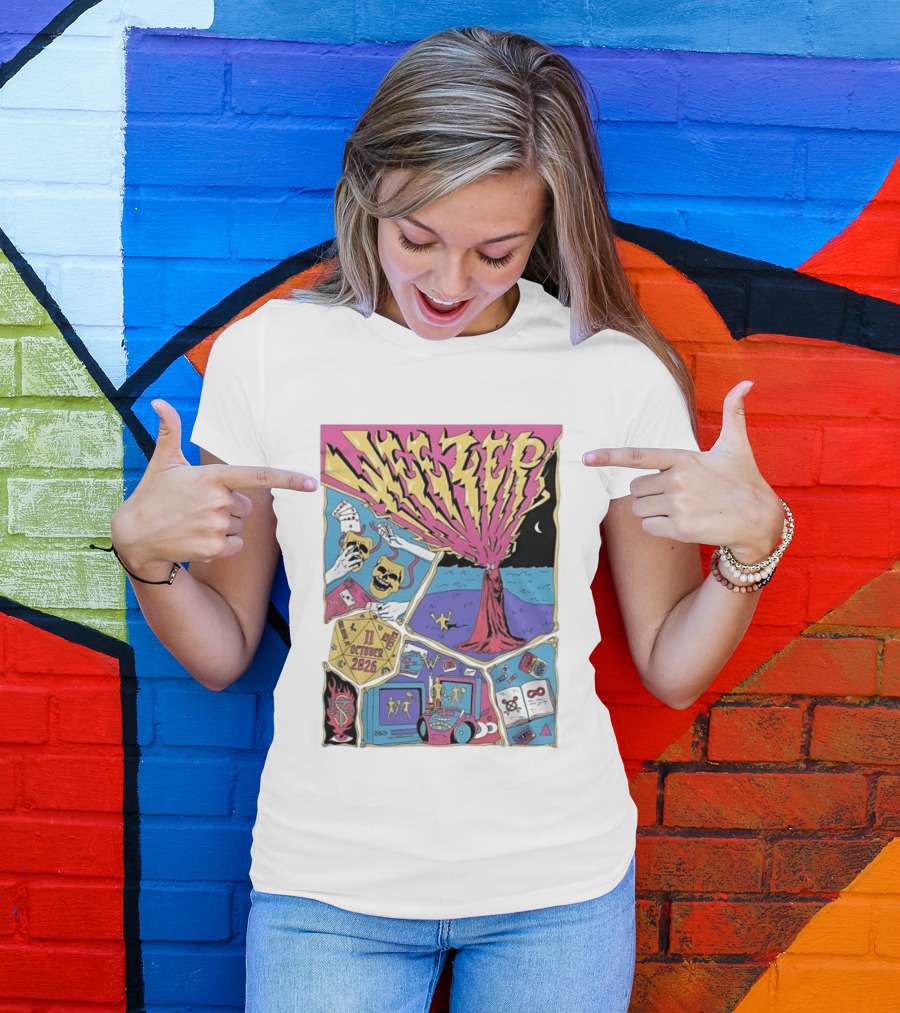 Weezer Orlando Kia Center 11 October 2026 Concert Skulls Tarot Cards Beach Scene T-Shirt