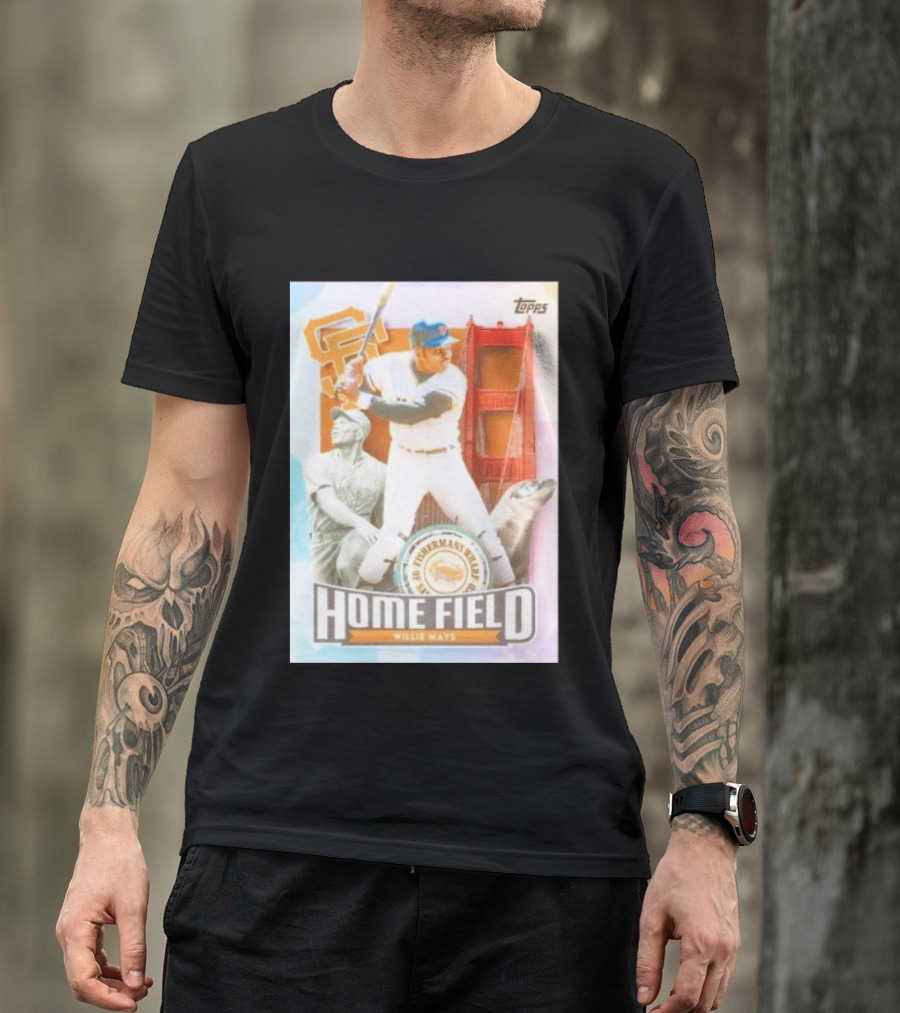 San Francisco Giants Willie Mays Topps Home Field Fisherman's Wharf Golden Gate Bridge T-Shirt