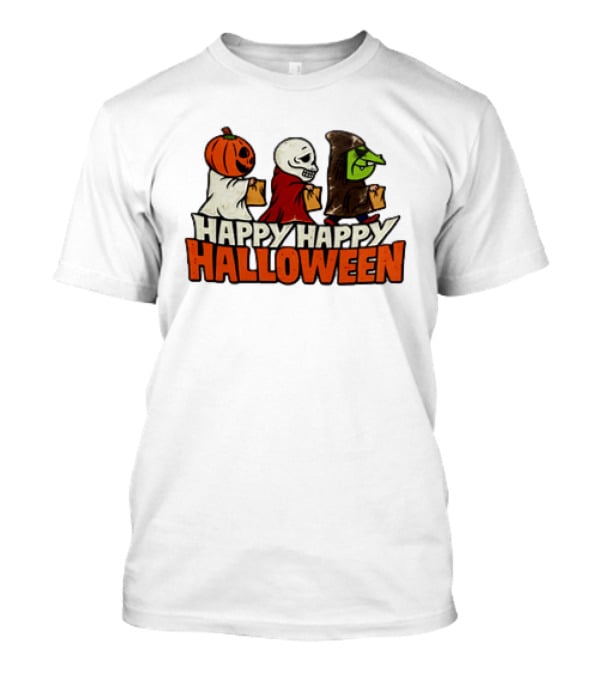 Halloween Happy Happy Halloween Pumpkin Head Skeleton Witch Trick Or Treating T-Shirt