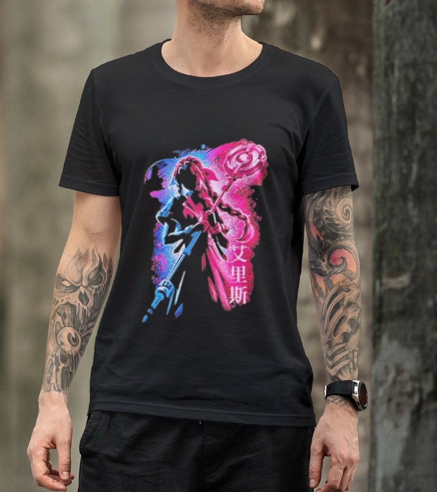 Aerith Gainsborough Final Fantasy VII Pink And Blue Japanese T-Shirt
