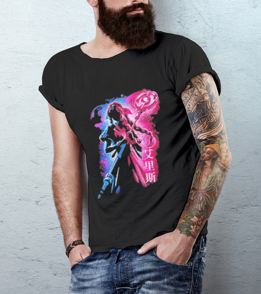 Aerith Gainsborough Final Fantasy VII Pink And Blue Japanese T-Shirt