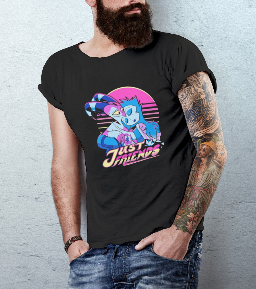 Just Friends Blitzø Stolas Helluva Boss Neon Sunset T-Shirt