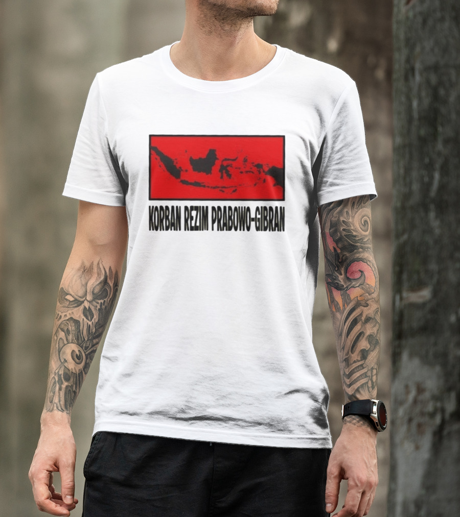 Korban Rezim Prabowo Gibran Subianto Indonesia Map T-Shirt