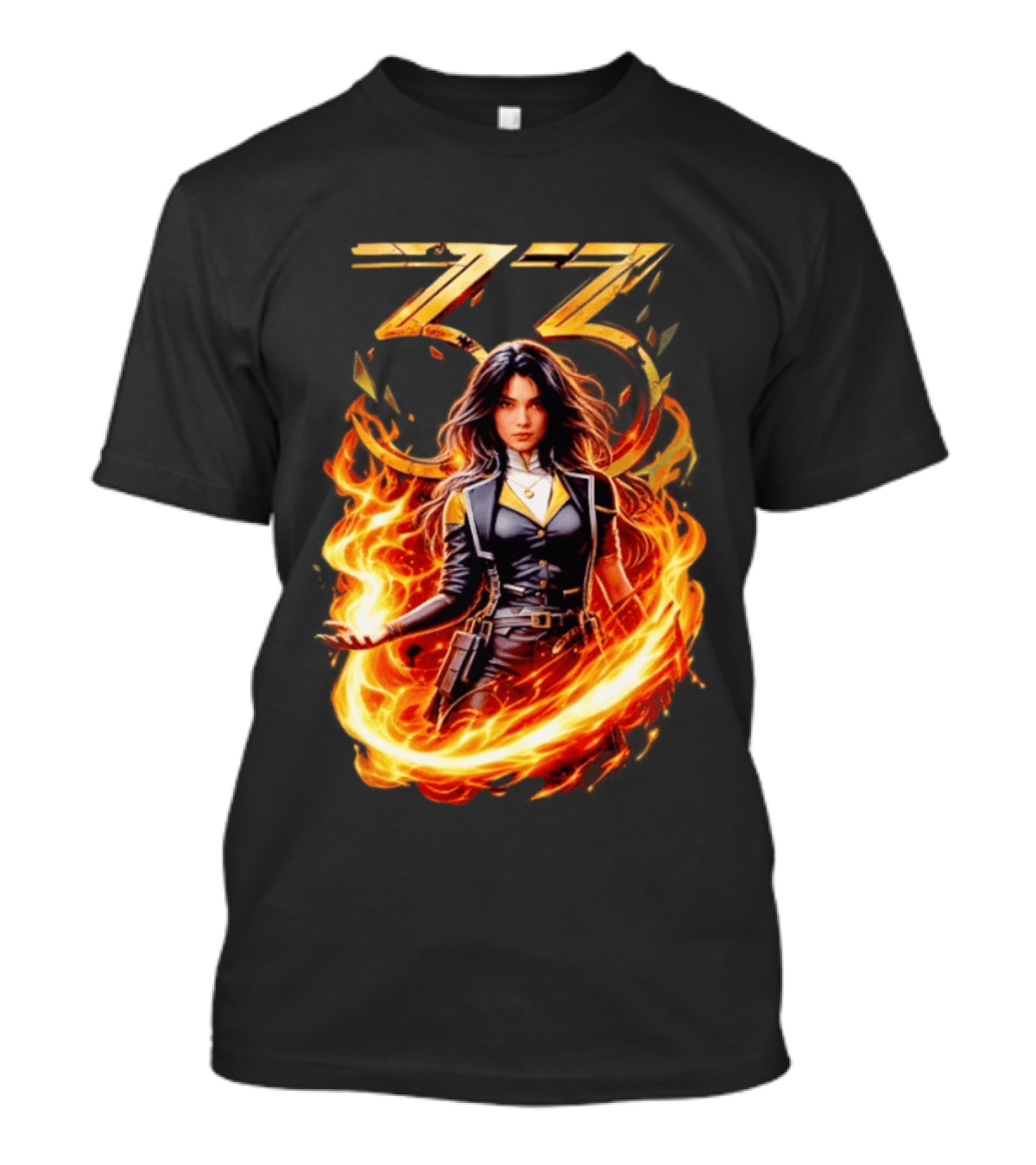 33 Fire Sorceress Fantasy Flames T-Shirt
