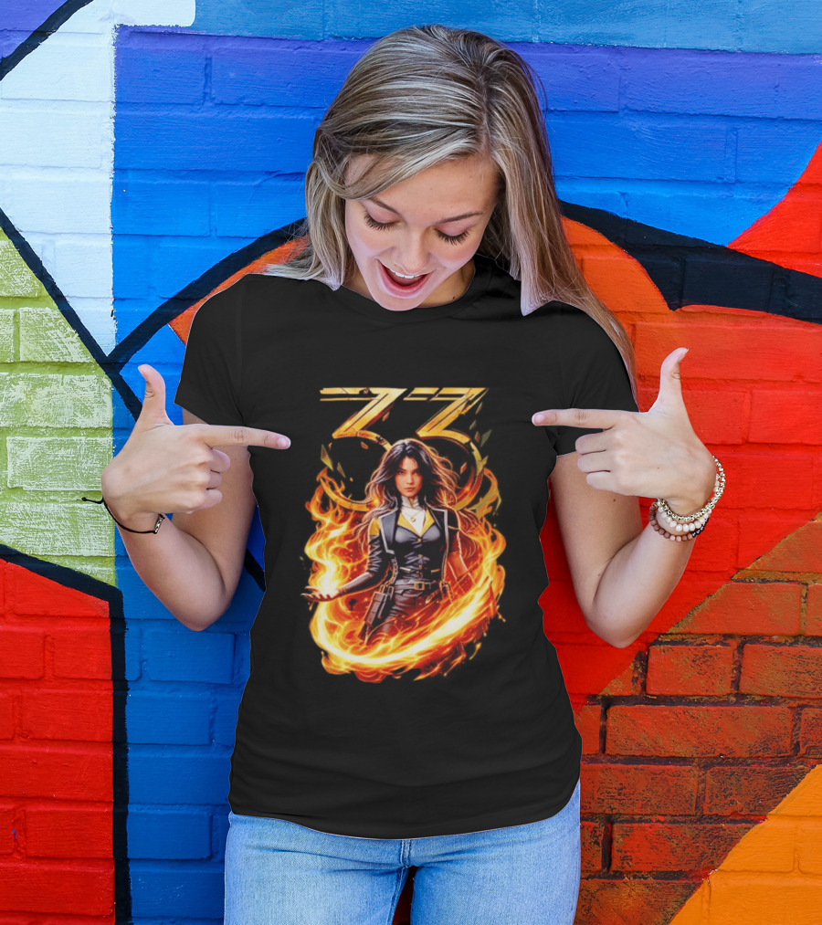33 Fire Sorceress Fantasy Flames T-Shirt