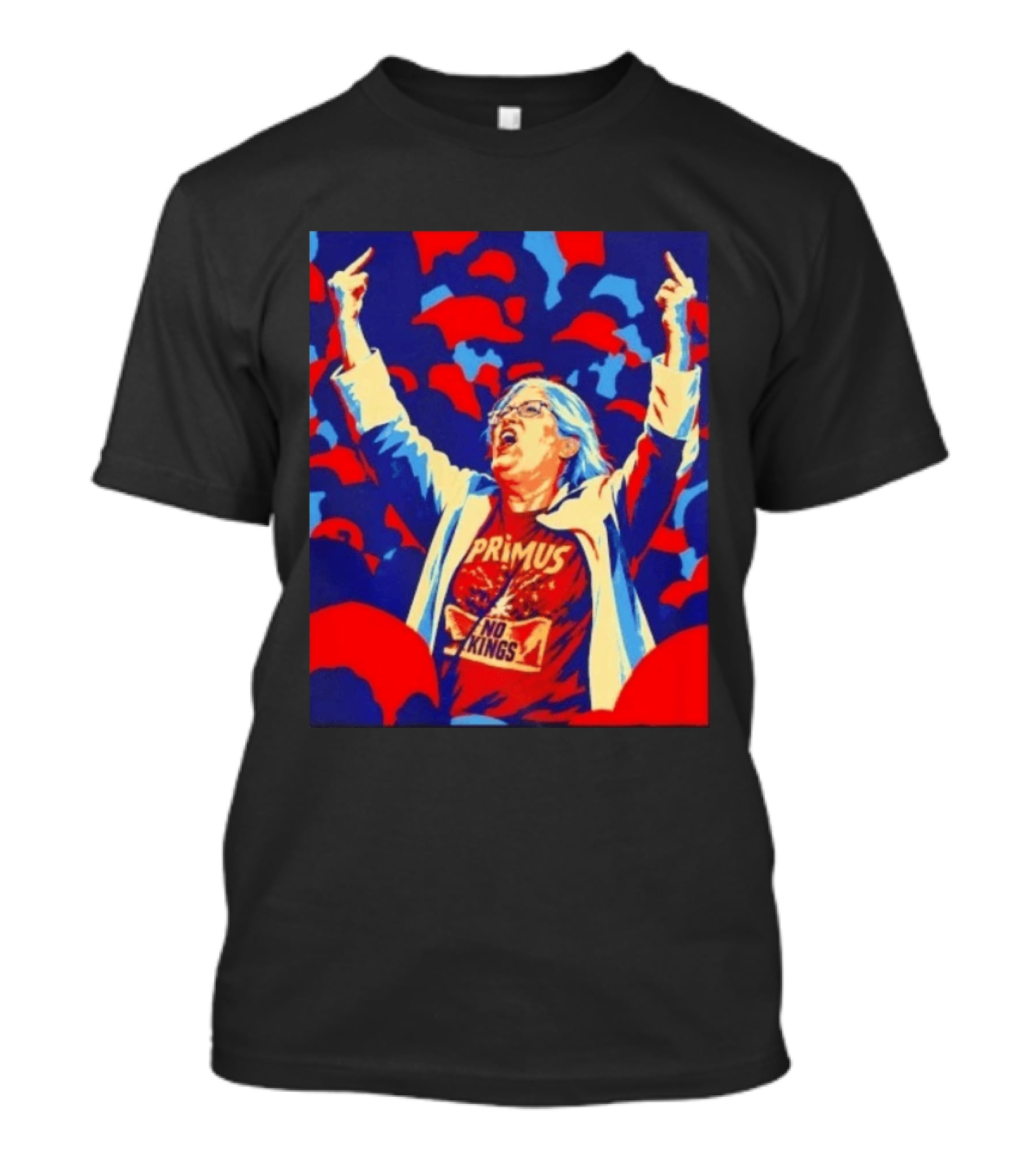 Primus No Kings Les Claypool Protest Art Blue Red T-Shirt