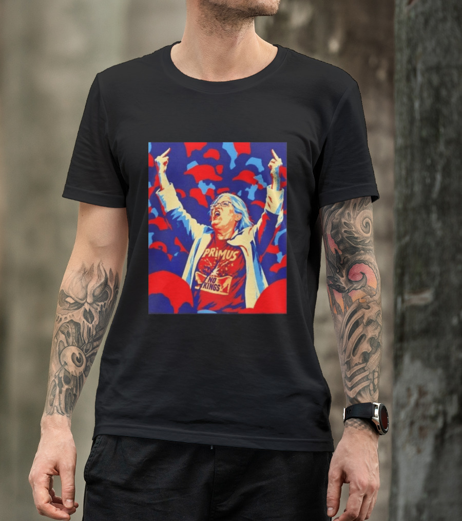 Primus No Kings Les Claypool Protest Art Blue Red T-Shirt
