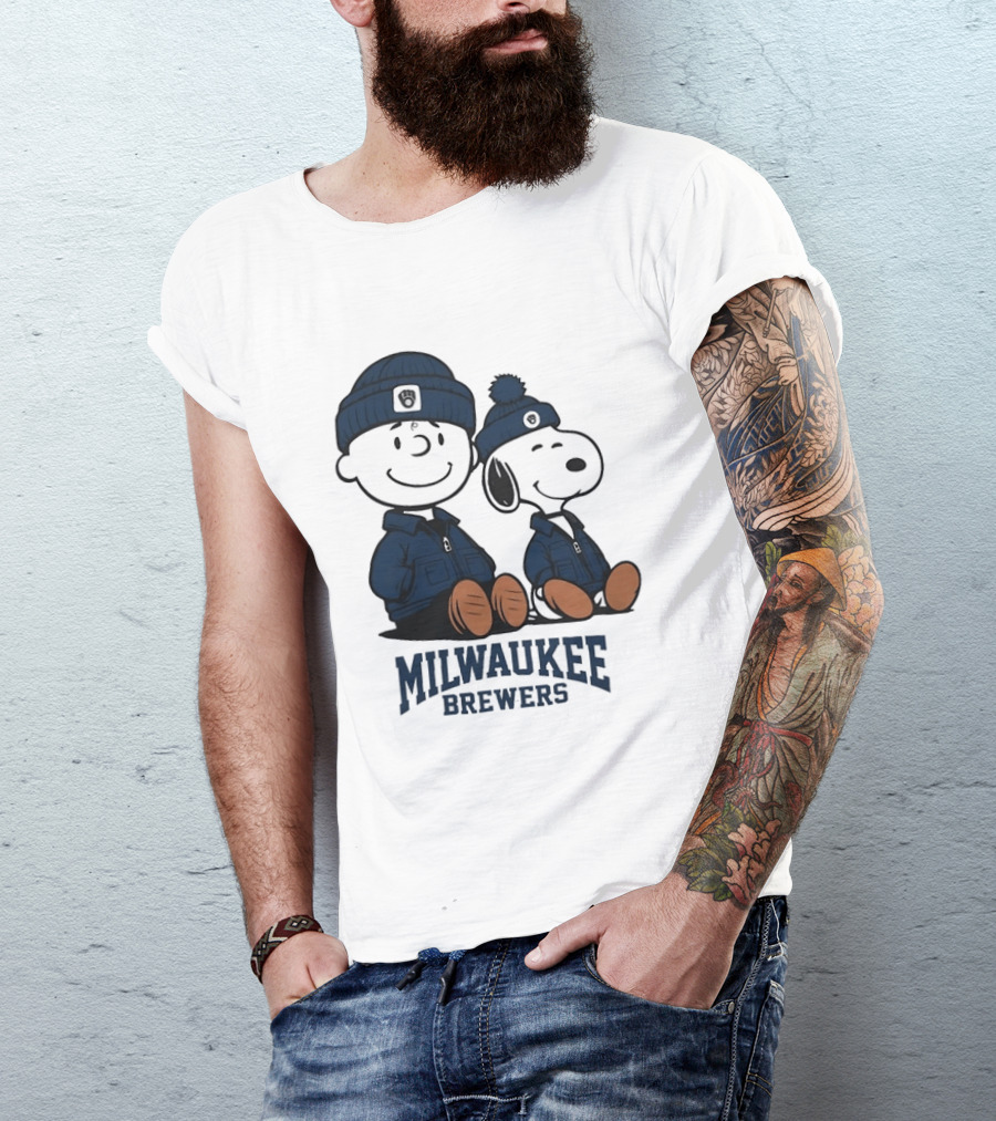 Milwaukee Brewers Charlie Brown Snoopy MLB Collaboration T-Shirt