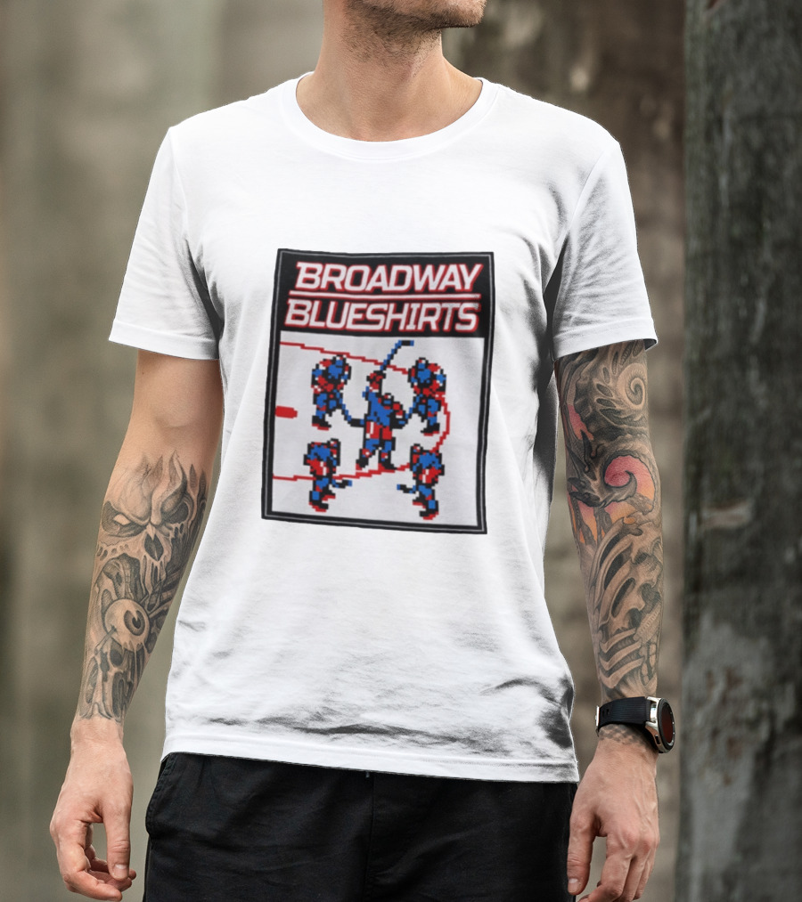 Broadway Blueshirts New York Rangers NHL Pixel Hockey Players T-Shirt