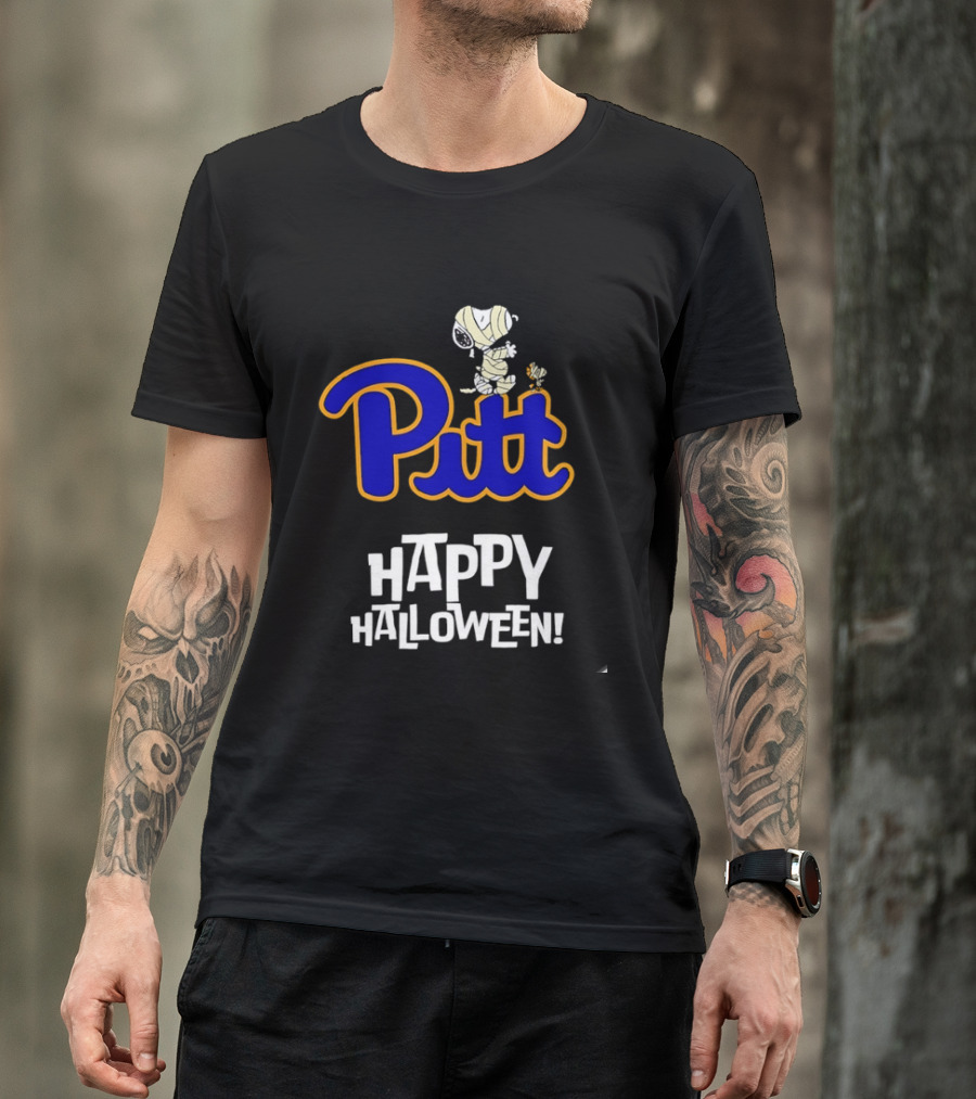 Pitt Panthers Snoopy Woodstock Mummy Happy Halloween T-Shirt