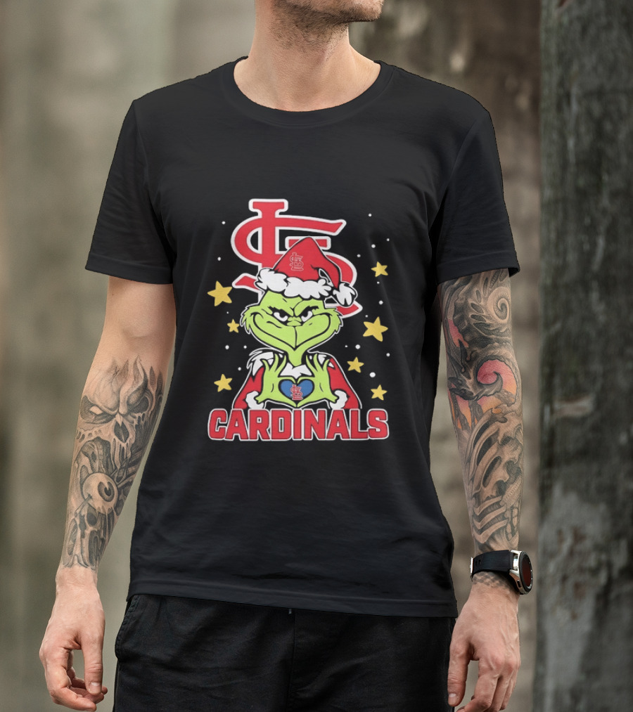 St Louis Cardinals Grinch Heart Hands Christmas 2026 T-Shirt
