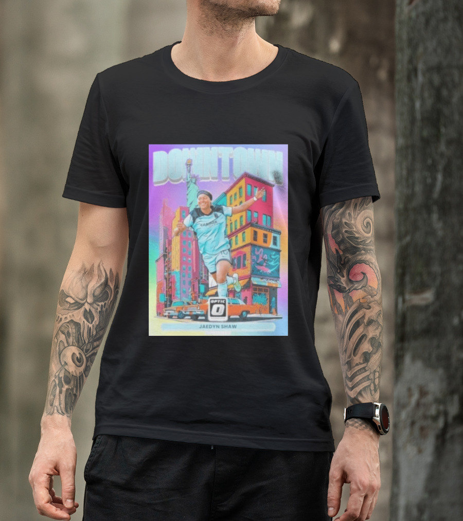 Downtown Jaedyn Shaw Optic Donruss Card Gotham FC Cityscape T-Shirt
