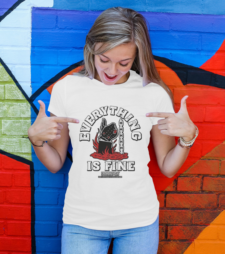 Terminator 2 Judgment Day Everything Is Fine Distressed Melting Arm T-Shirt